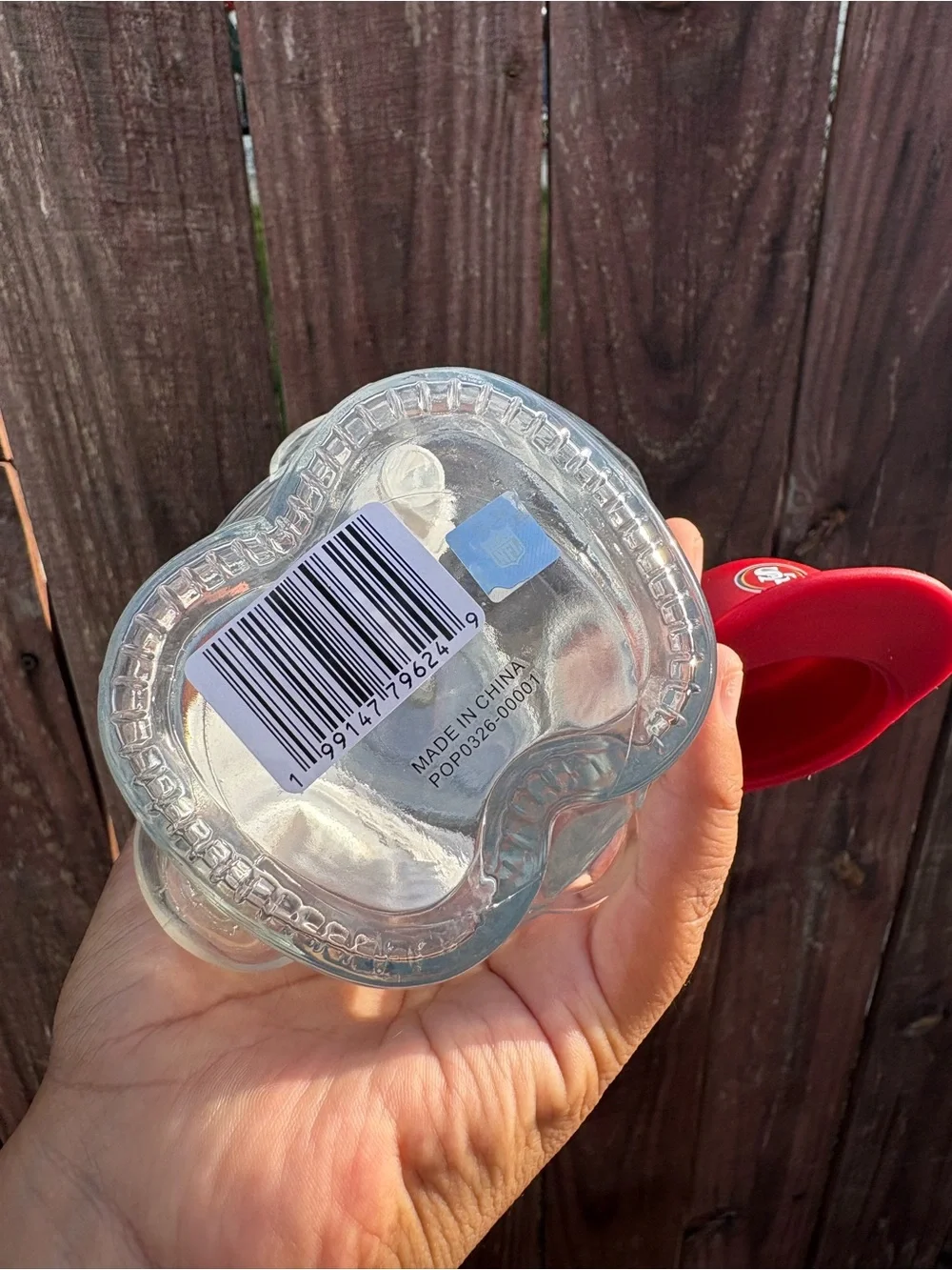 Red 49ers 20 oz Football Bear-shaped Drink Cup with Straw